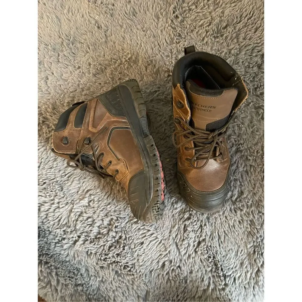 Skechers mens leather waterproof work boots